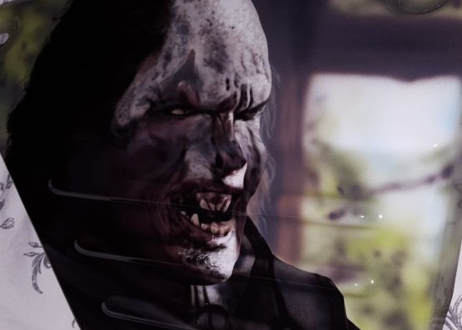 Airbrushed Painting of the lord of the rings, orc soldier on a side panel